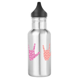 Bouteille D'eau ASL Sign Language I Love You with Motif Design