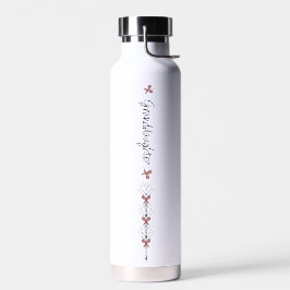 Bouteille D'eau Assez Minimaliste Fleurs Blanches Noires Rubans