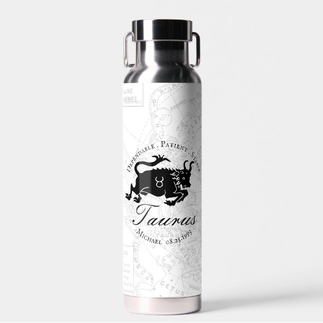 Bouteille D'eau Astrologie du Taurus blanc Caractéristiques des si (Avant)