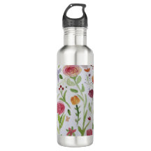 Bouteille d'eau au design floral