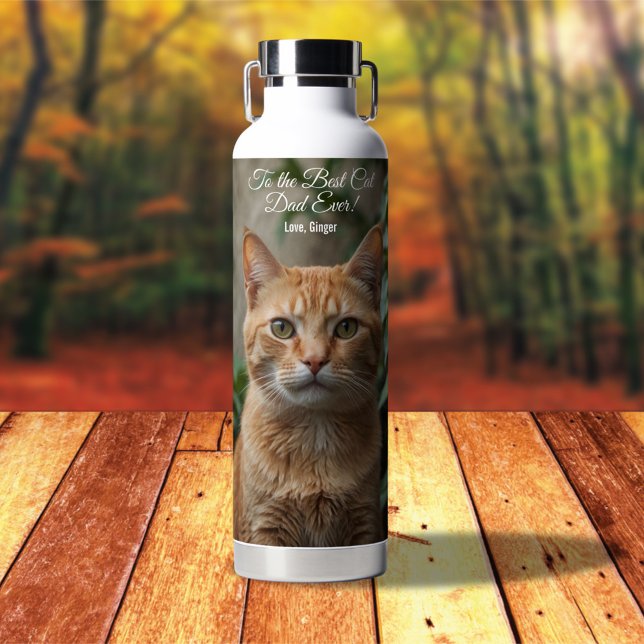 Bouteille D'eau Au meilleur chat papa jamais photo personnalisée (Créateur téléchargé)
