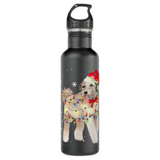 Bouteille D'eau Aussiedoodle Chien Noël Lumière Noël Maman Papa Ca