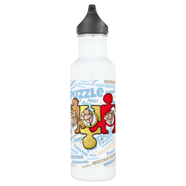 Bouteille D'eau Autisme avec alphabet (Droite)
