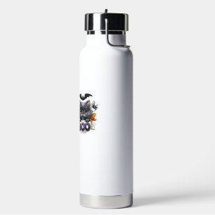 Bouteille D'eau Autocollant de chat drôle d'Halloween Chapeau de s