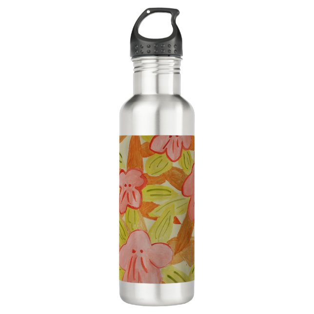 Bouteille d'eau aux fleurs de couleur automne (Devant)