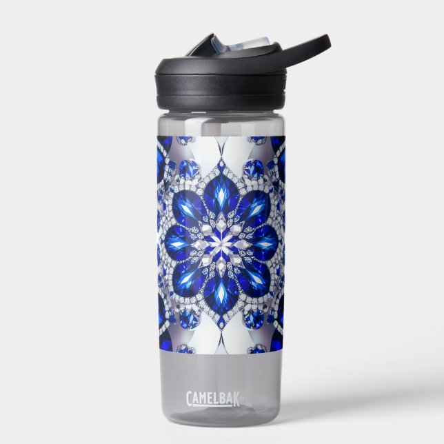 Bouteille d'eau avec Bleu Blanc Couleurs Design (Gauche)