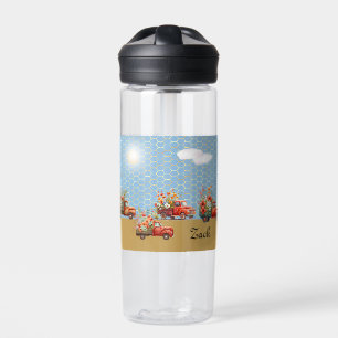 Bouteille d'eau avec Camions & Fleurs
