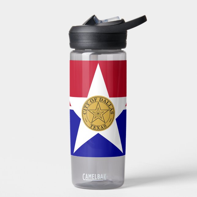 Bouteille d'eau avec drapeau de Dallas City, États (Gauche)
