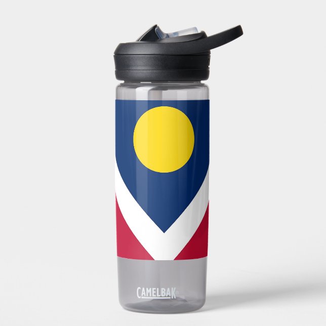 Bouteille d'eau avec drapeau de Denver City, États (Gauche)
