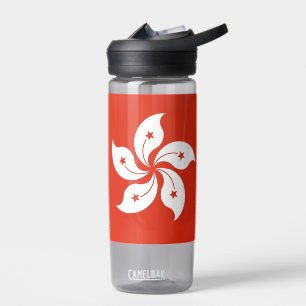 Bouteille d'eau avec drapeau de Hong Kong