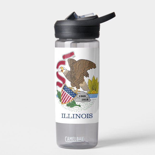 Bouteille d'eau avec drapeau de l'Illinois State,  (Gauche)