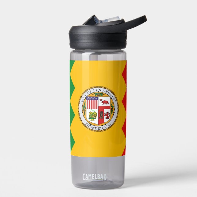 Bouteille d'eau avec drapeau de Los Angeles, États (Gauche)