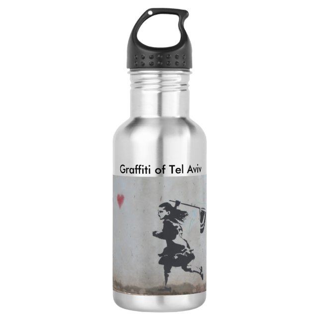 Bouteille d'eau avec le graffiti du coeur (Devant)