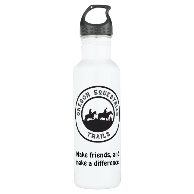 Bouteille d'eau avec le logo et le slogan d'OET (Devant)