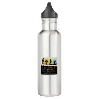 Bouteille d'eau avec les deux logos du 40e anniver