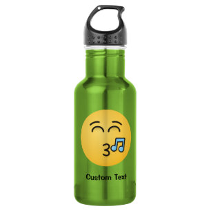 Bouteille d'eau avec visage sifflant et yeux souri