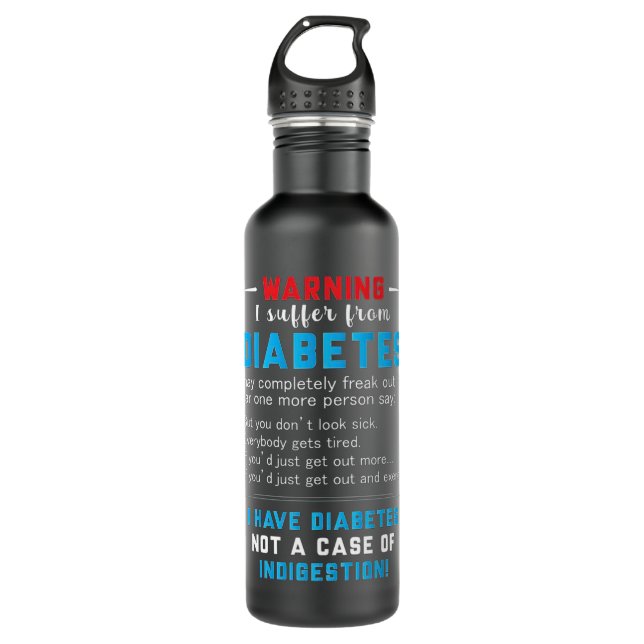Bouteille D'eau Avertissement Je Souffre Du Diabète (Devant)