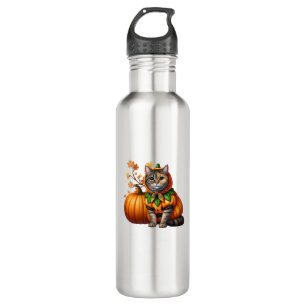Bouteille D'eau Babushka Halloween Chat Citrouille