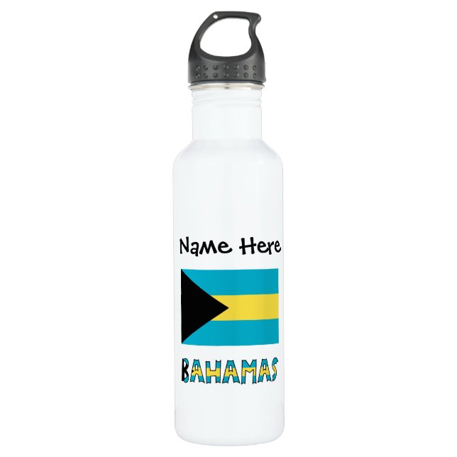 Bouteille D'eau Bahamas et drapeau bahaméen avec votre nom (Devant)