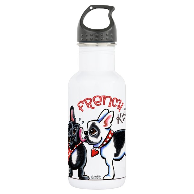 Bouteille D'eau Baiser de Bulldog français (Devant)