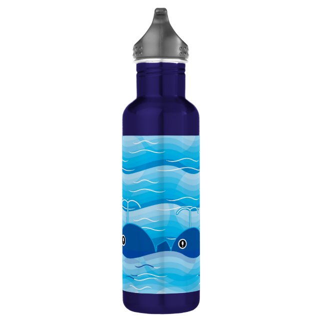 Bouteille D'eau Baleines et vagues Bleu océanique (Droite)
