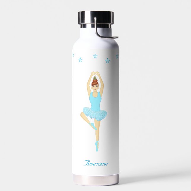 Bouteille D'eau Ballet Dancer et étoiles en blanc (Gauche)