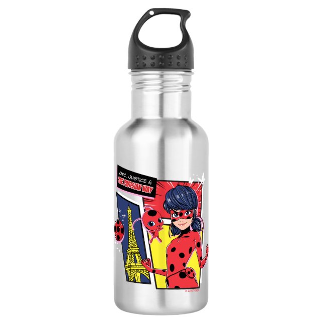 Bouteille D'eau Bande dessinée Miraculaire Ladybug Parisienne (Devant)