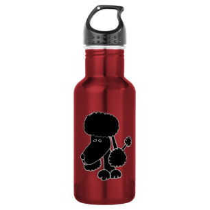 Bouteille D'eau Bande dessinée noire drôle de chiot de caniche