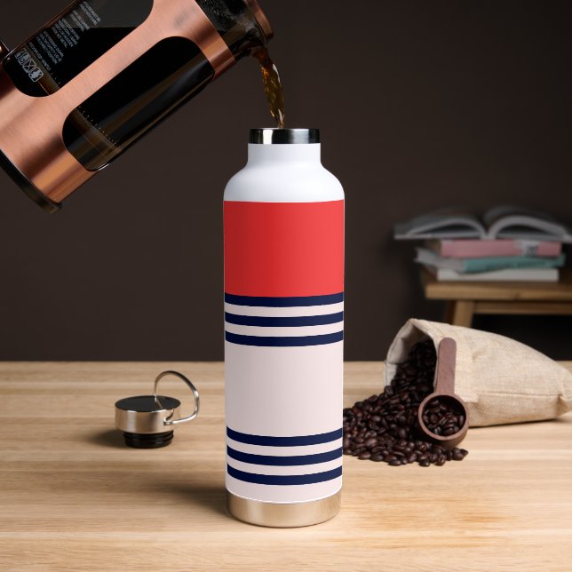Bouteille D'eau Bande rouge rétro (Café)
