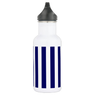 Bouteille D'eau Bandes de bonbons bleu et blanc marine