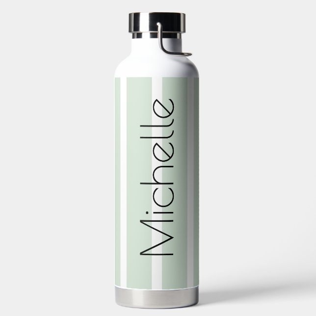 Bouteille D'eau Bandes vertes Pastel avec nom (Droite)