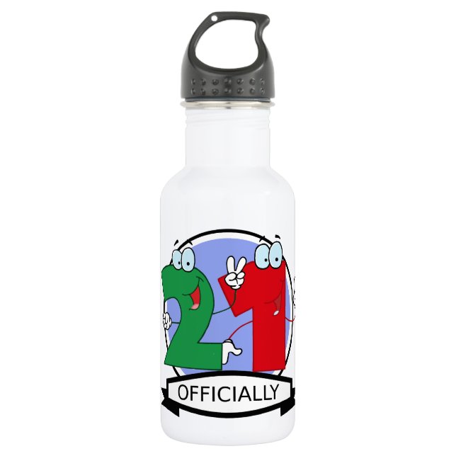 Bouteille D'eau Bannière d'anniversaire officielle 21 (Devant)