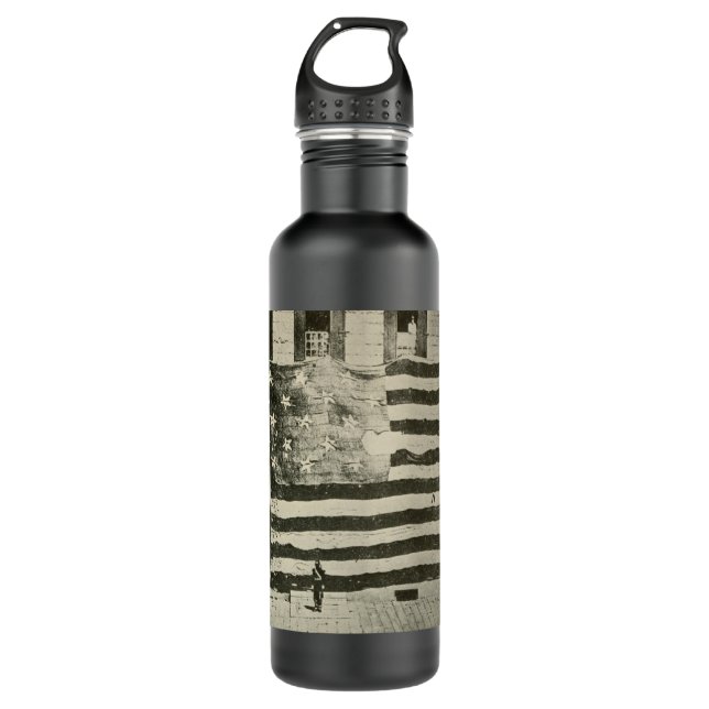 Bouteille D'eau Bannière étoilée : drapeau américain à l'écran (Devant)