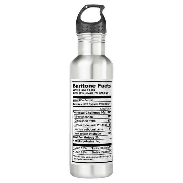 Bouteille D'eau Baryton la "information de Nutrional " (Devant)