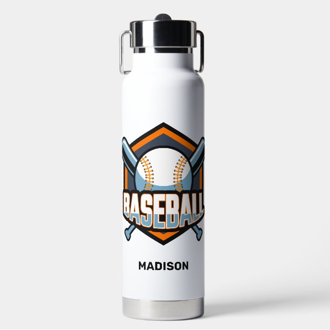 Bouteille D'eau Baseball de texte et de couleur personnalisés (Salle de sport)