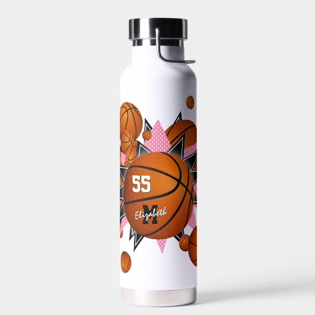 Bouteille D'eau Baskets de sport pour filles rose noir étoiles (Gauche)