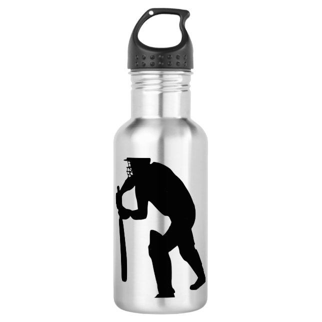 Bouteille D'eau batman de cricket, silhouette du joueur (Devant)