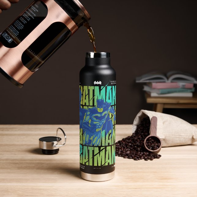 Bouteille D'eau Batman Électrique Qui Traverse La Typographie (Gym)