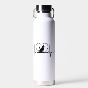 Bouteille D'eau Battement de coeur de chat avec coeur