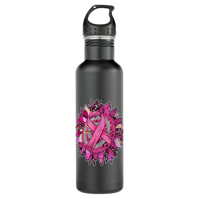 Bouteille D'eau BC Leopard Pink Out Darts Tacker Cancer du sein Aw (Devant)