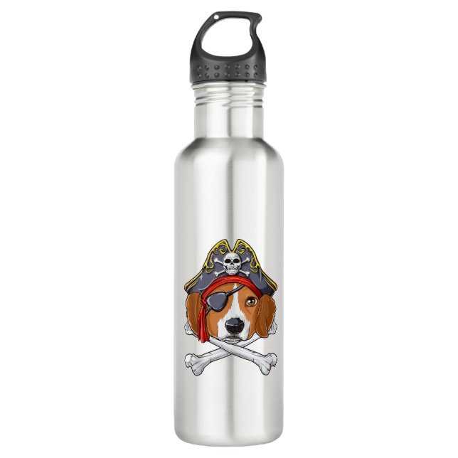 Bouteille D'eau Beagle Costume de pirate Jolly roger Drapeau Croix (Devant)