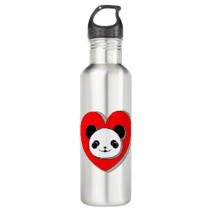 Bouteille D'eau Bear Panda Et Dessin De Coeur Rouge