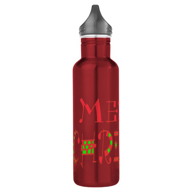 Bouteille D'eau Beau Joyeux Noël Texte Motif Design Art (Gauche)