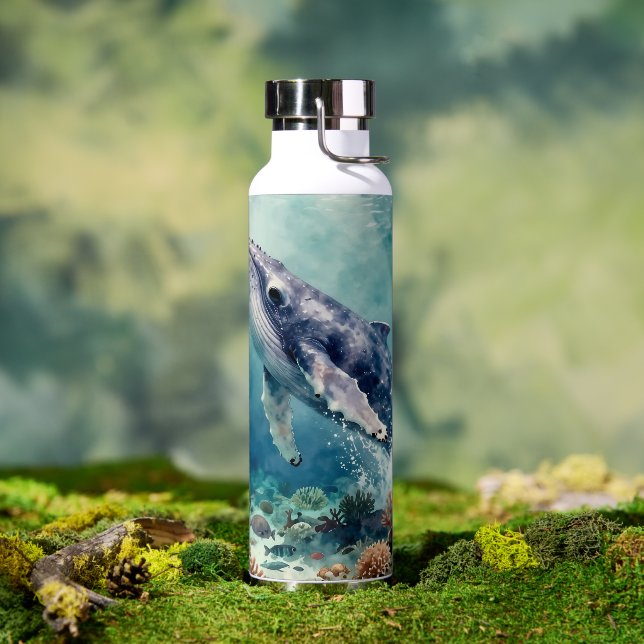 Bouteille D'eau Beautiful Impasto Whale Oceanic Illustration (Extérieur)