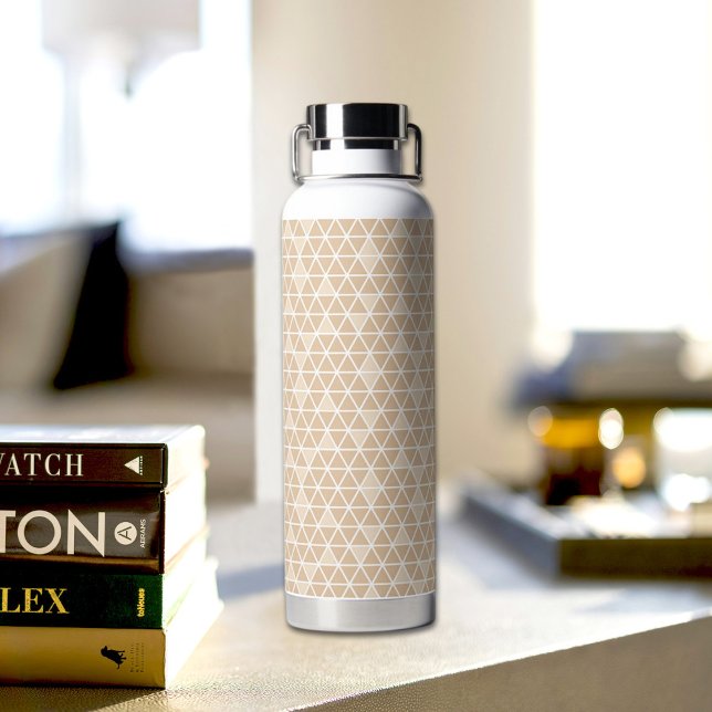 Bouteille D'eau Beige Triangles Pattern Water Bottle (Créateur téléchargé)