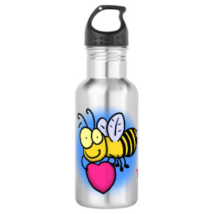 Bouteille D'eau Belle abeille drôle avec dessin animé du coeur