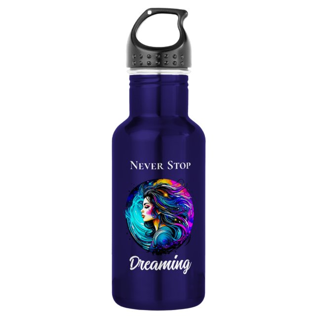 Bouteille D'eau Belle Femme Ethérée N'Arrête Jamais De Rêver (Devant)