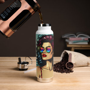 Bouteille D'eau Belle femme sur la plage Comic Book Pop Art