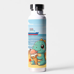 Bouteille D'eau Belle glace manger dino à la plage