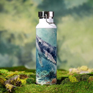 Bouteille D'eau Belle illustration de baleine à l'impasto océaniqu